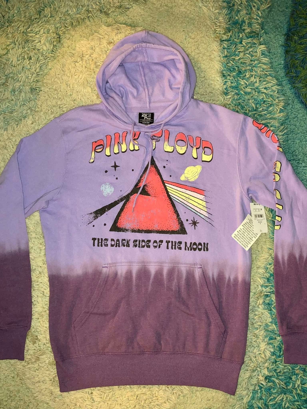 Pink Floyd Dark Side of the Moon purple graphic pullover hoodie S